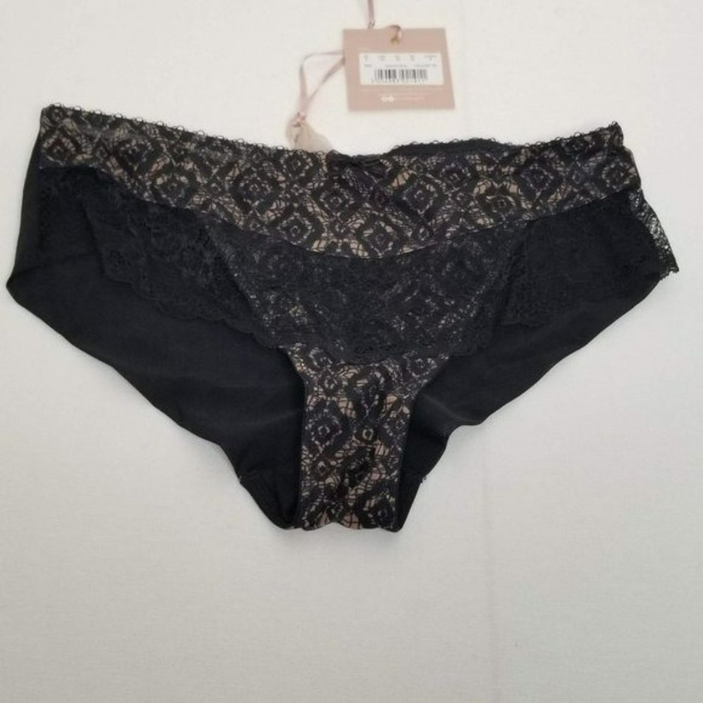 NWT Panache Jasmine Brief Crochet PR 6955 Black XS